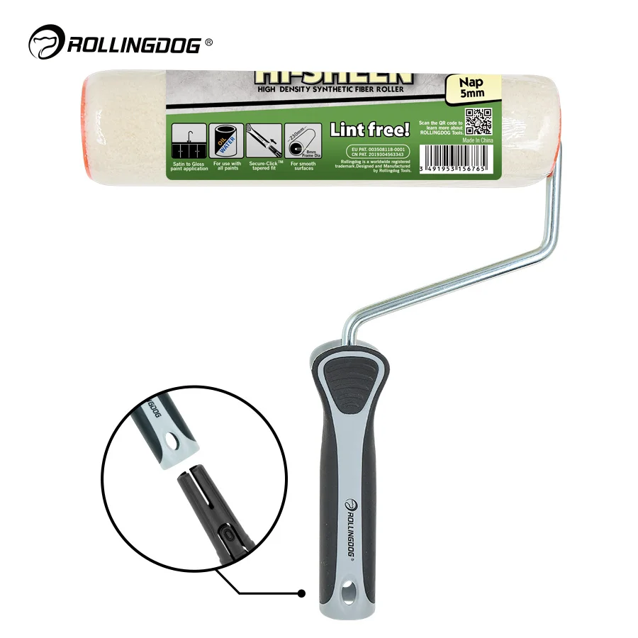 ROLLINGDOG 60086 9inch/23cm 3/16 inch Nap 8mm Rod European Style Cageless Velour Material Paint Roller