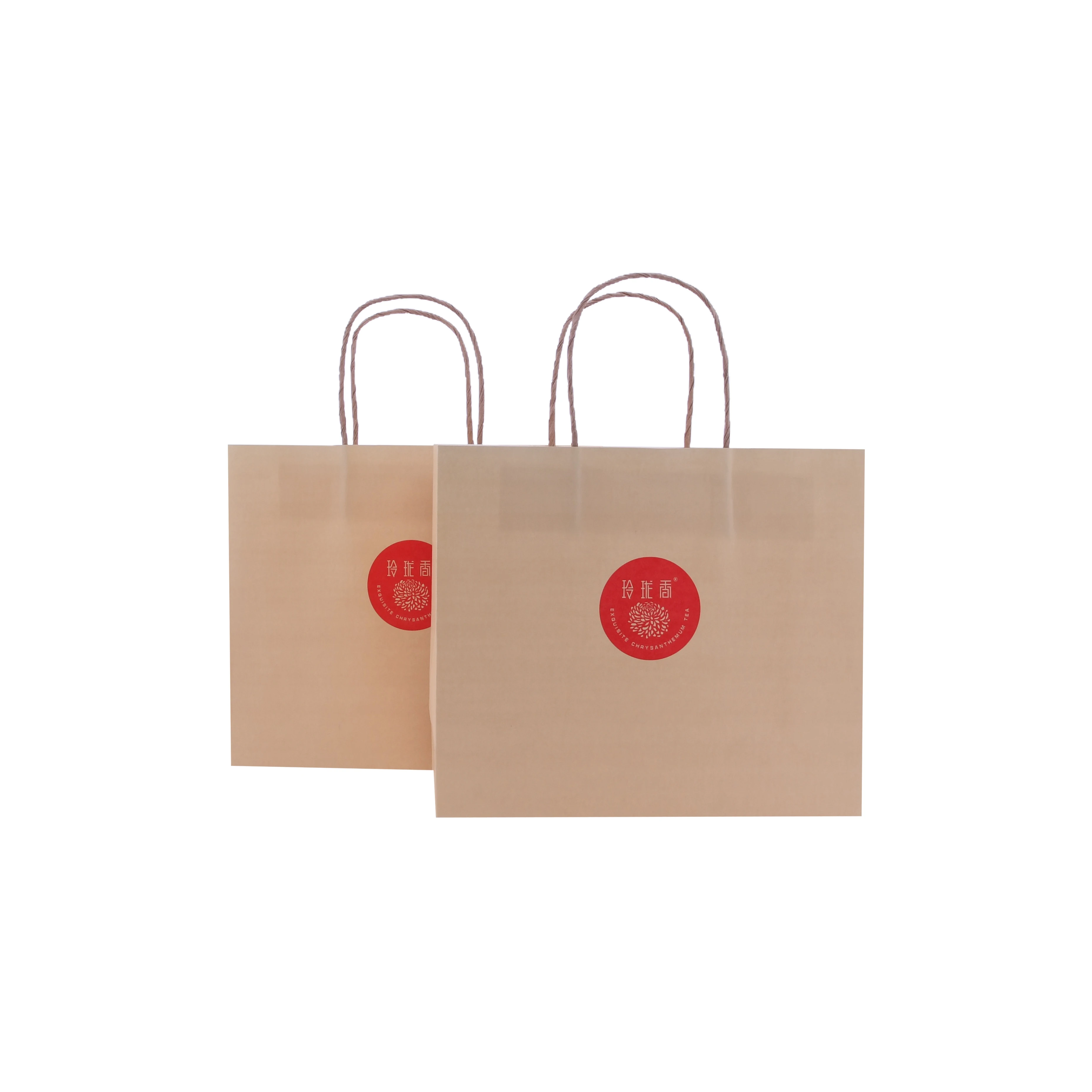 Luxury Plain Square Khaki Paper Shopping Business Bags By Automatic Machine For Takeaway Sunglass And Shoes