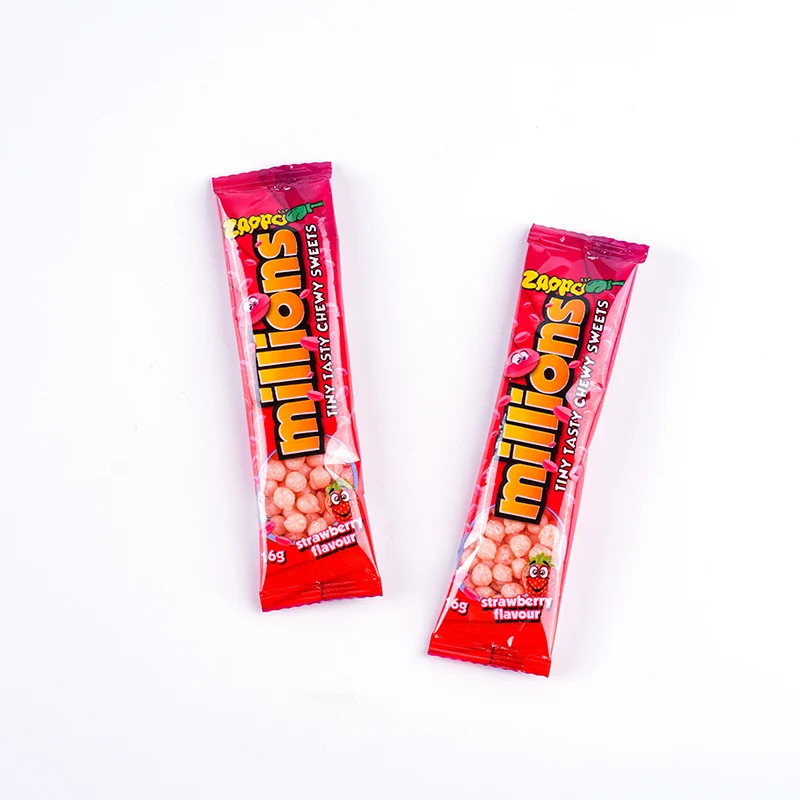 Dulces Chinos millions chewing candy Pectin Candy Wholesale Funny Shaped Gummy Jelly Beans Maker Customize  strawberry candy
