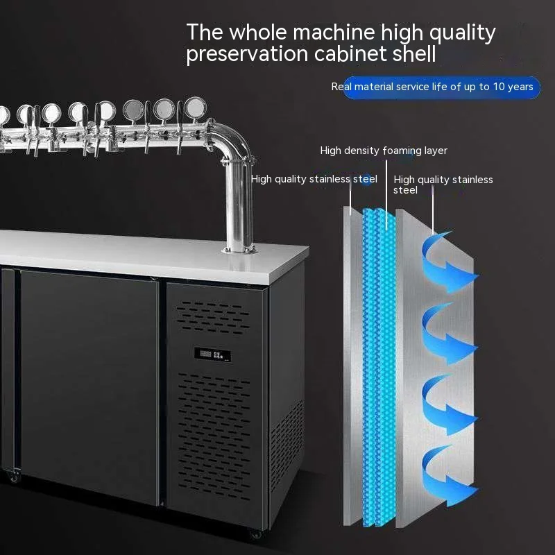 2024 Commercial Keg Filling Machine Stainless Steel U-Shape Multi-Tap Beer Dispenser with Compressor Cold and Fresh Keg Cooler