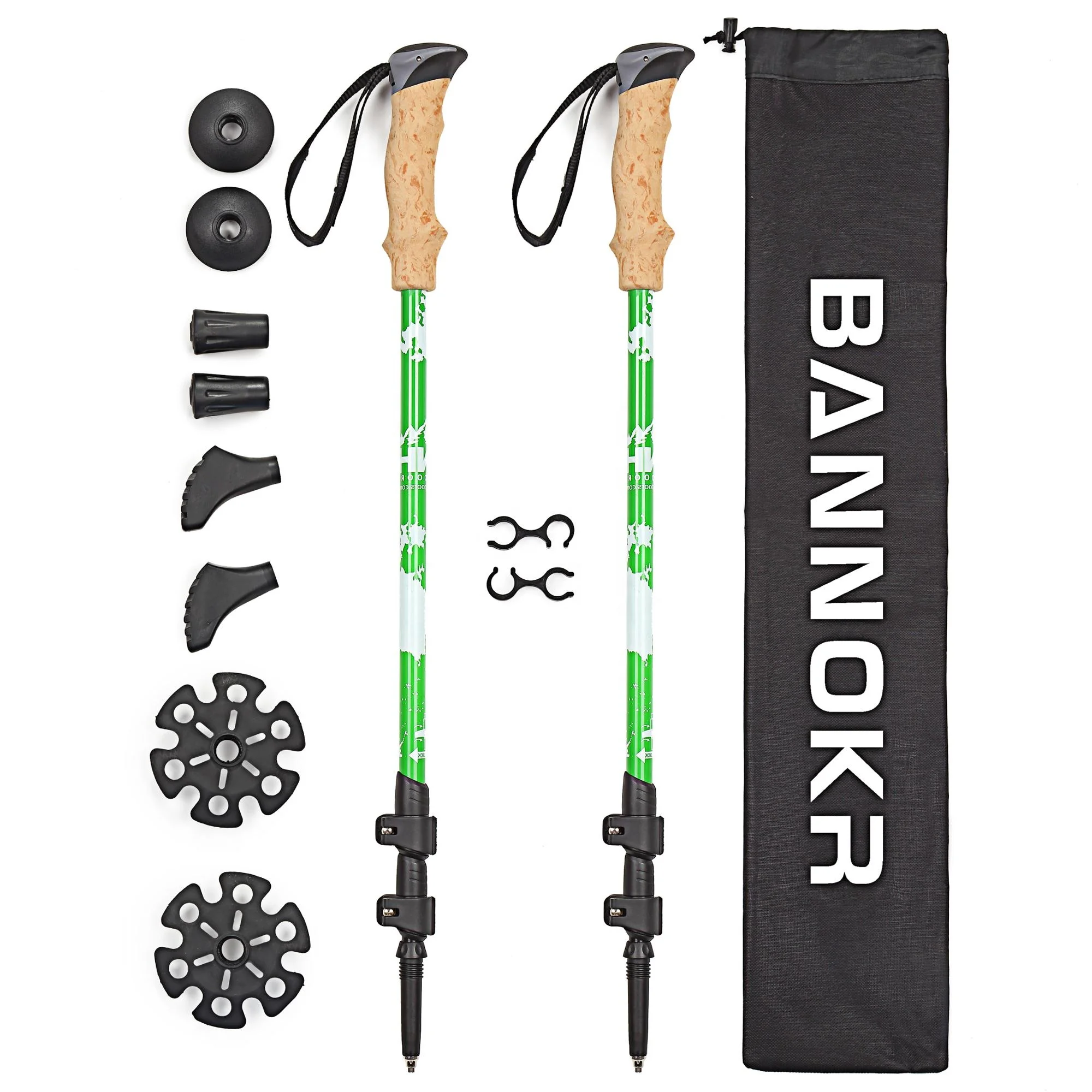 new style 3 Sections Plastic Grip Cork Handle lightweight External Quick Lock outdoor walking stick