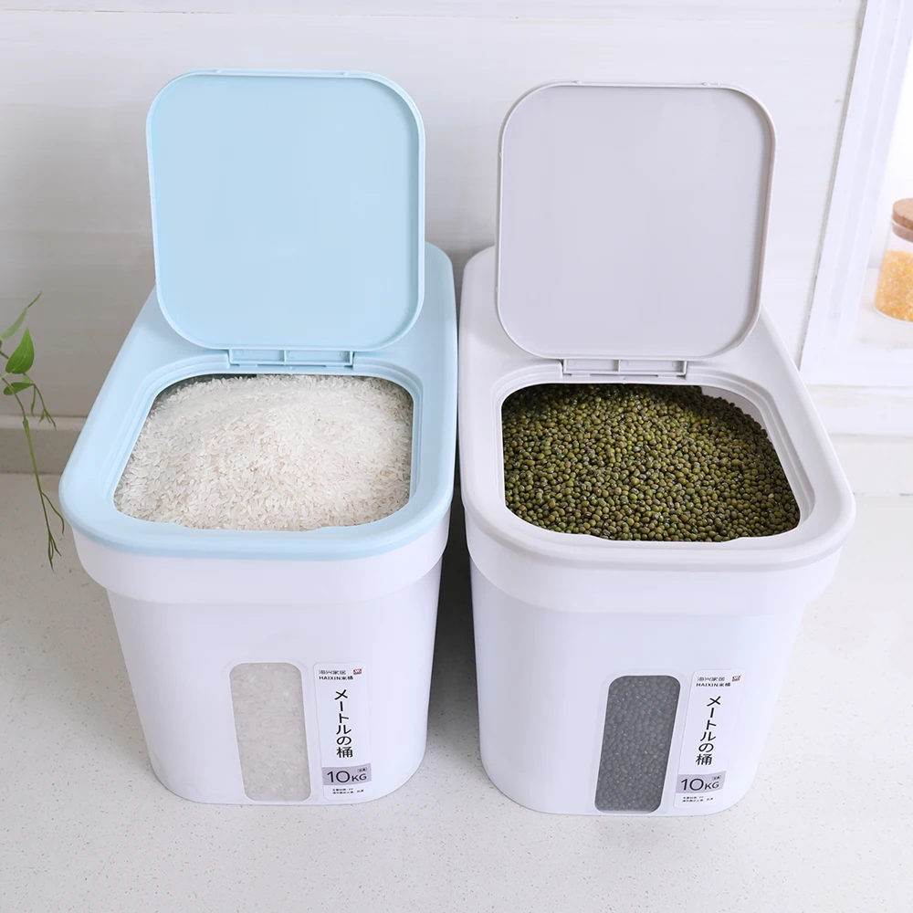 
Haixin Multifunctional Applied Kitchen 10kg Large Rice Container Rice and Beans Container 