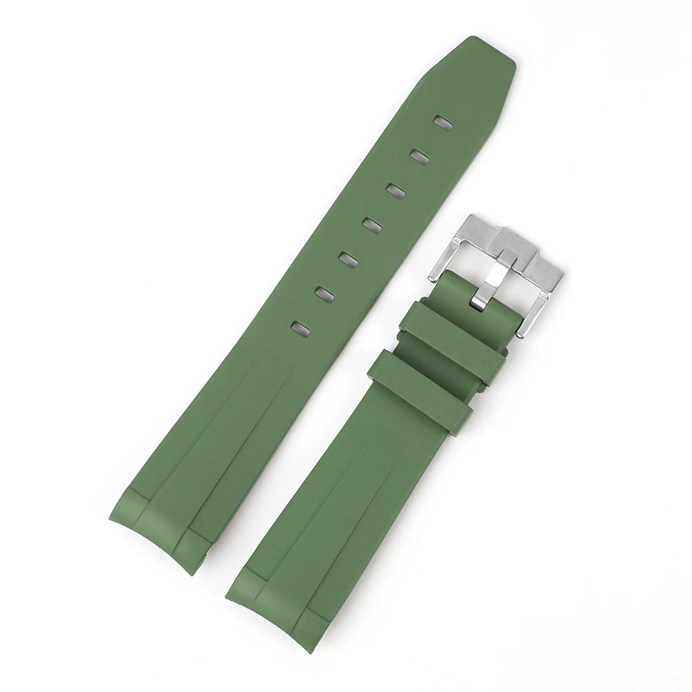 FKM Rubber Watch Band for Tudor Black Bay GMT 1958 Curved End Tudor Watch Strap Dustproof Waterproof Black Navy Red Orange