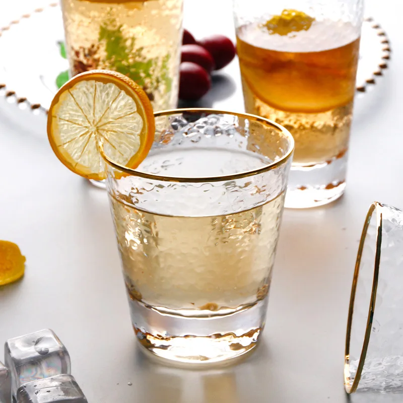 Handmade Custom Hammer Eye Grain Luxury Elegant Crystal Wine Glasses Goblet Wine Glass Cup