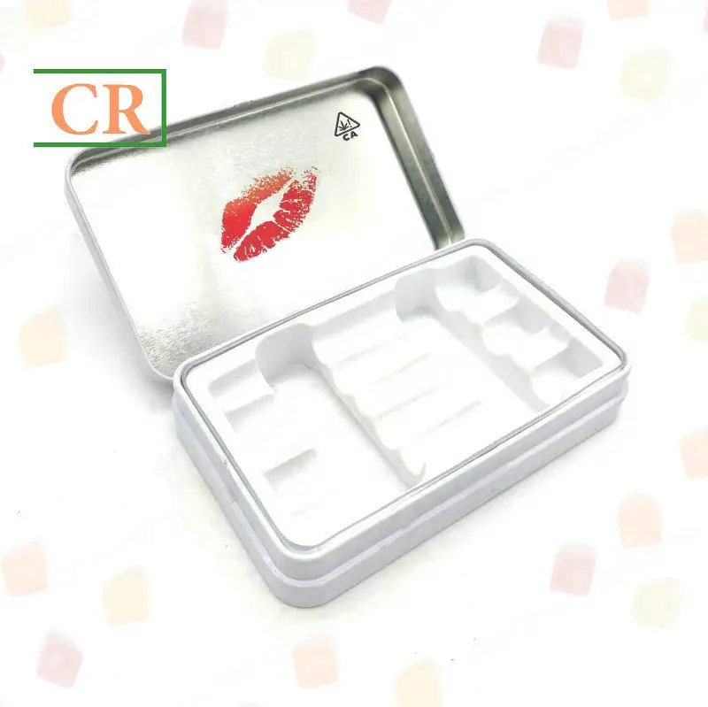 
Airtight and Sealed Rectangular Hinged Childproof Tin Boxes for Edibles or Prerolls Packaging Directly withour Shrink wrapping 