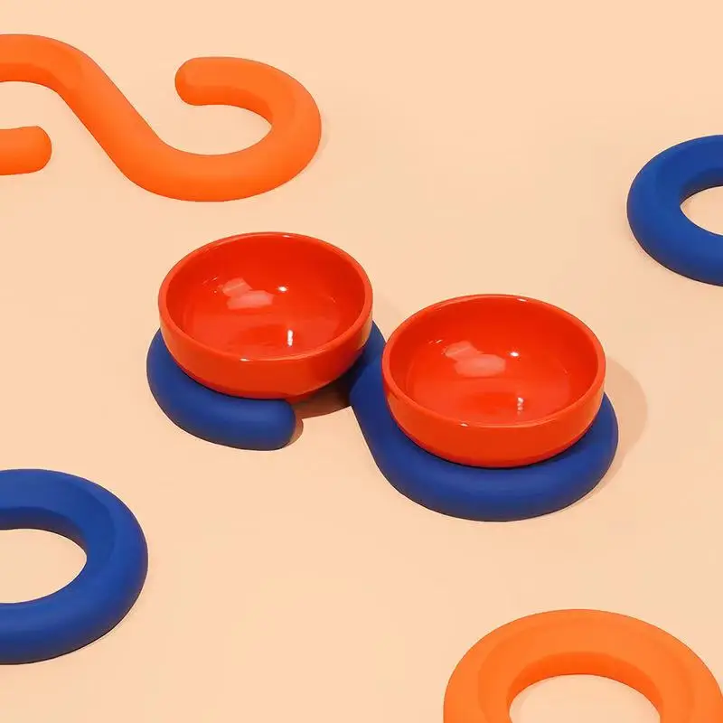 Новинка 2021, товар для домашних животных, оптовая продажа, роскошные керамические двойные миски для питомцев, миски для кормления собак и собак