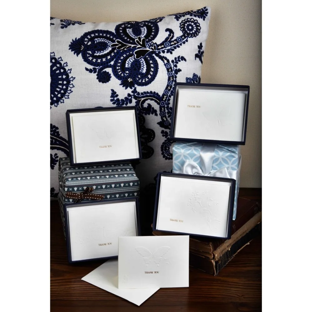 
Wholesale Cheap Price Custom Printing Embossed Cards, Butterfly Thank You Boxed Notes Cards with Envelopes 