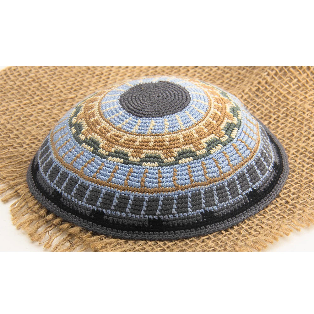 Hand Made Cotton Hand Knitted Kippah Hat Designed in Israel Yamaka Jewish Hats for Men Yarmulke Hat