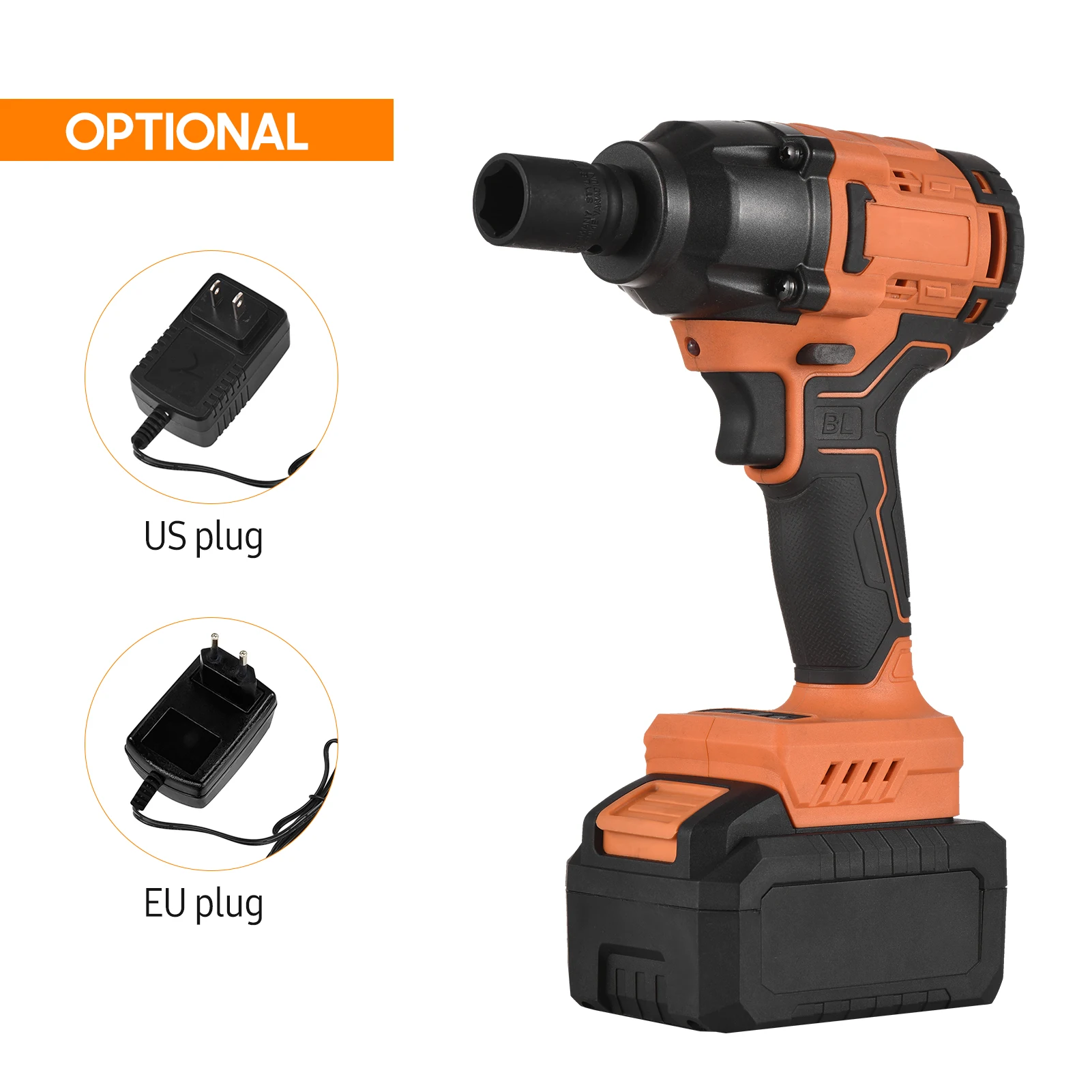 20V 3.0Ah Lithium Battery Cordless Brushless Impact Wrench Variable Speed 420N.m Torque Handheld Power Wrench