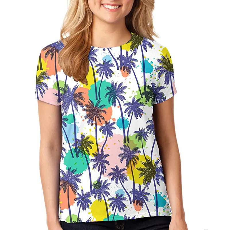 Wholesale All Over Printed Tshirt Palm Paradise 3D Printing Summer Tropical Graphic Tshirts For Men Women