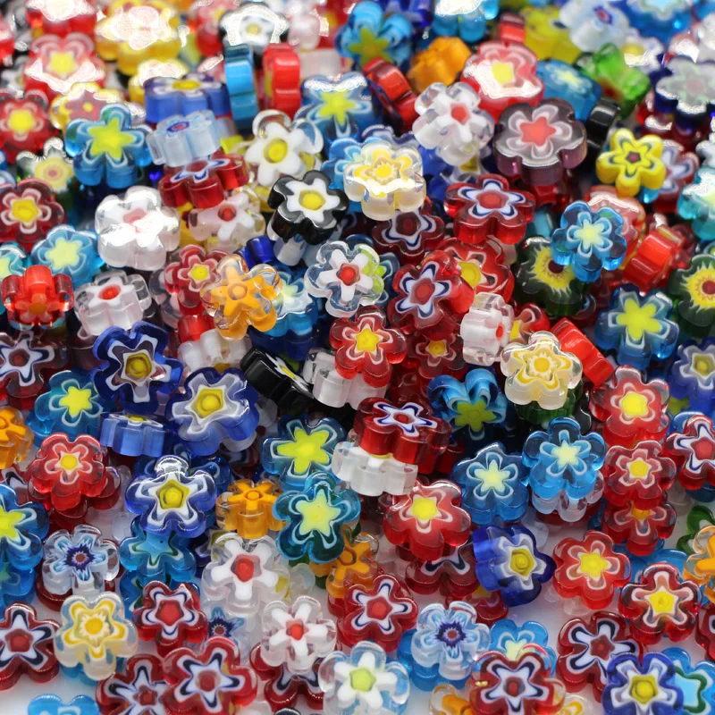 New arrival COE 90 flower shaped millefiori glass bead slices for mosaic