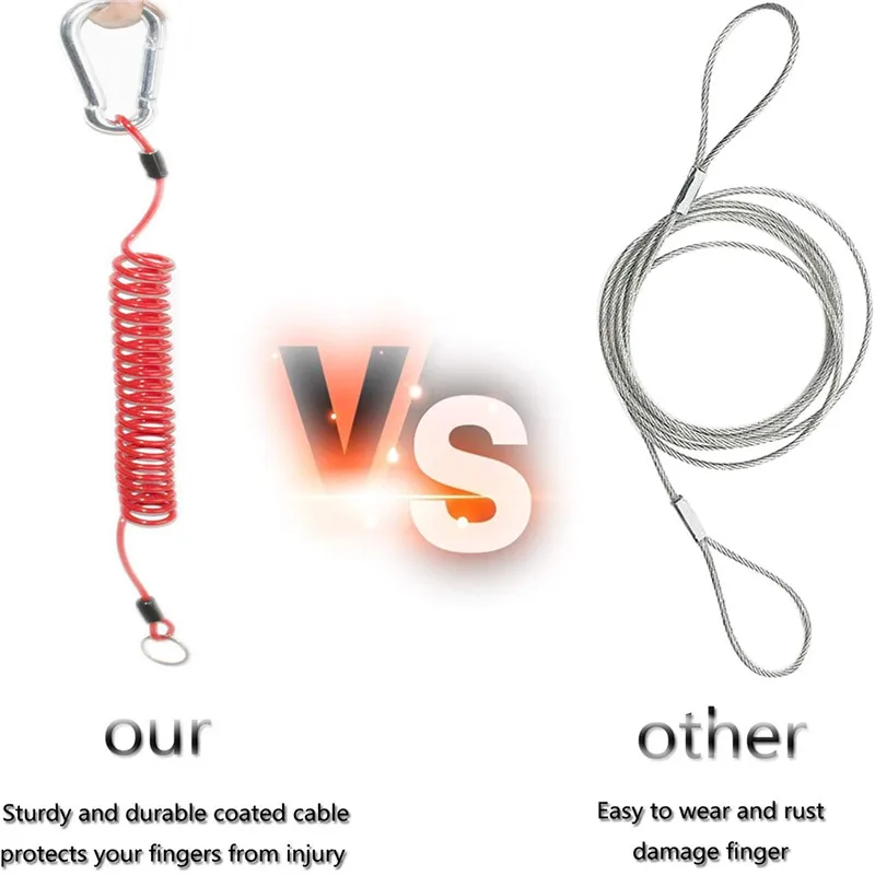
2pcs 4 Foot Breakaway Trailer Cable Trailer Brake Cable RV Stainless Steel Spring Towing Coiled Wire Safety Straps Ground Clip 