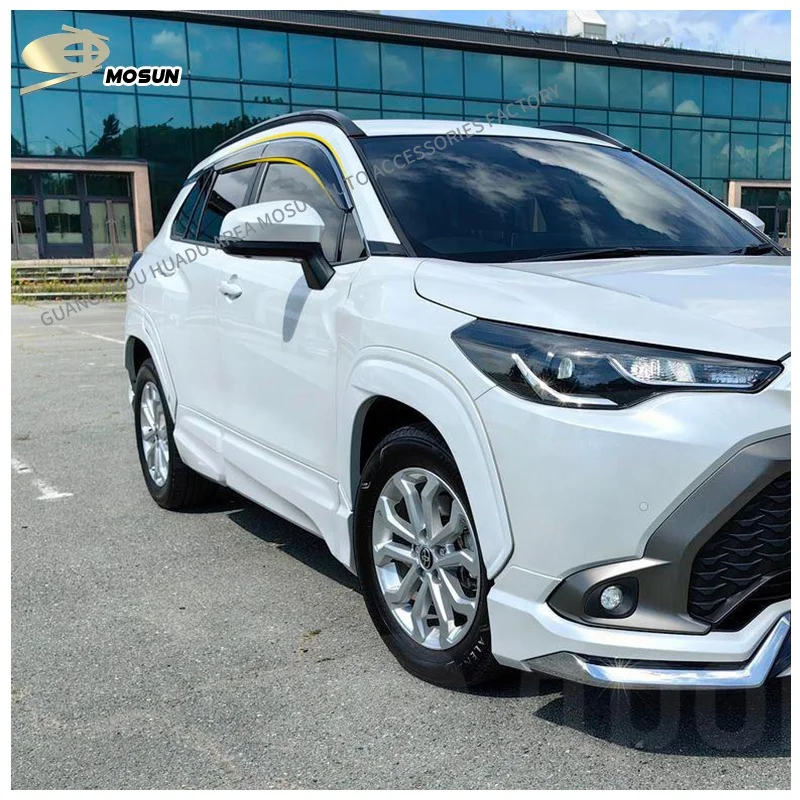 PMMA weather shield Deflector Injection Window Visor For TOYOTA Corolla Cross 2020+ Stainless steel trim Rain Guard 2024 2025