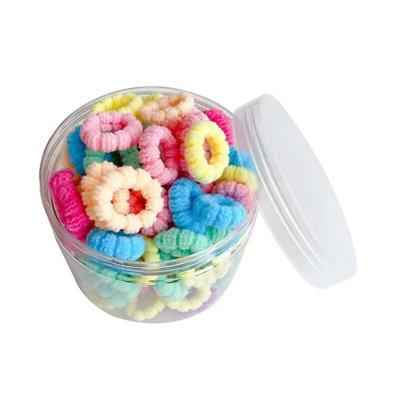 100 pcs Set Seamless Hair Ties Towel Ring Hair Rope No Crease Ponytail Holder Baby Girl High Elastic Cotton Kids Hair Scrunchies
