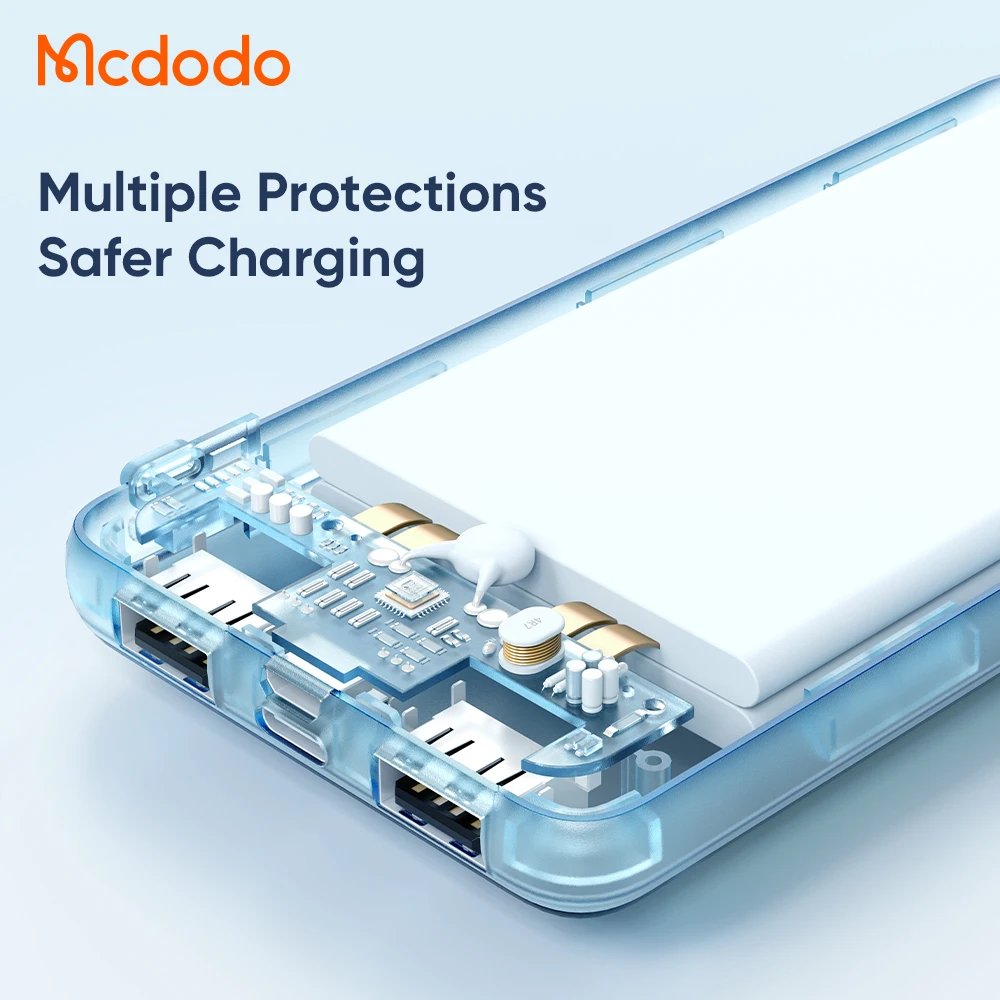 Slim Power Bank 10000mAh 2USB Fast Self-Charging Portable Phone Charging With LED Black Universal Smart Power Bank