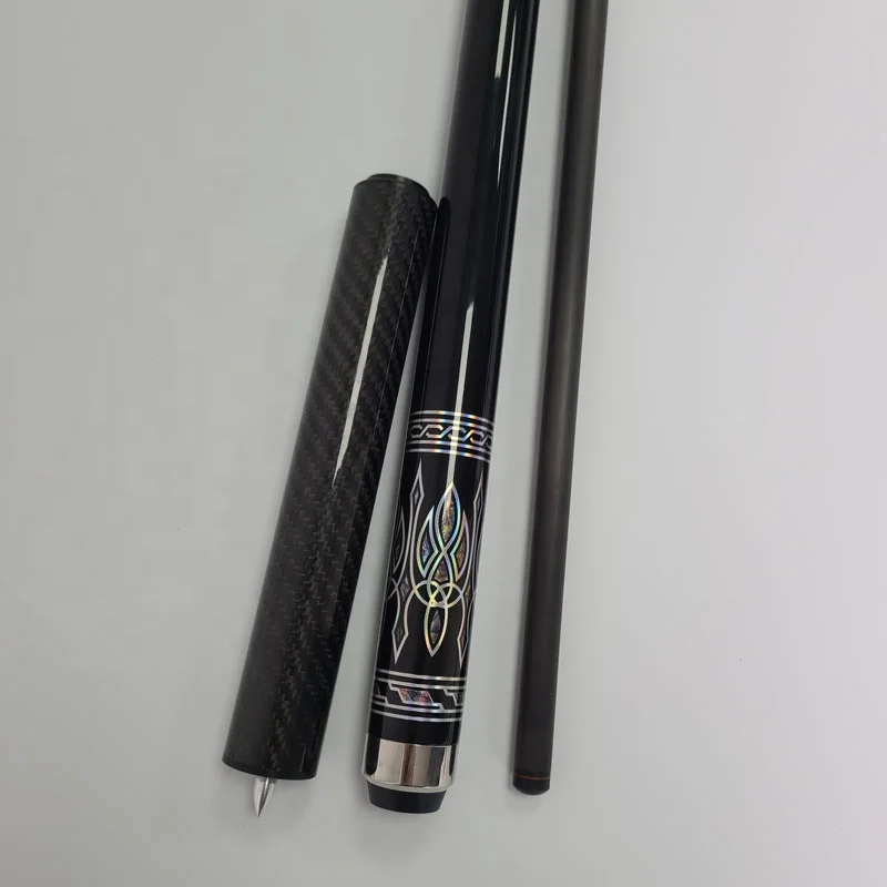 Xmlivet black/white full carbon Pool Billiard cues with extensions decal design with radial/uni-loc joint for 9 balls cue sticks