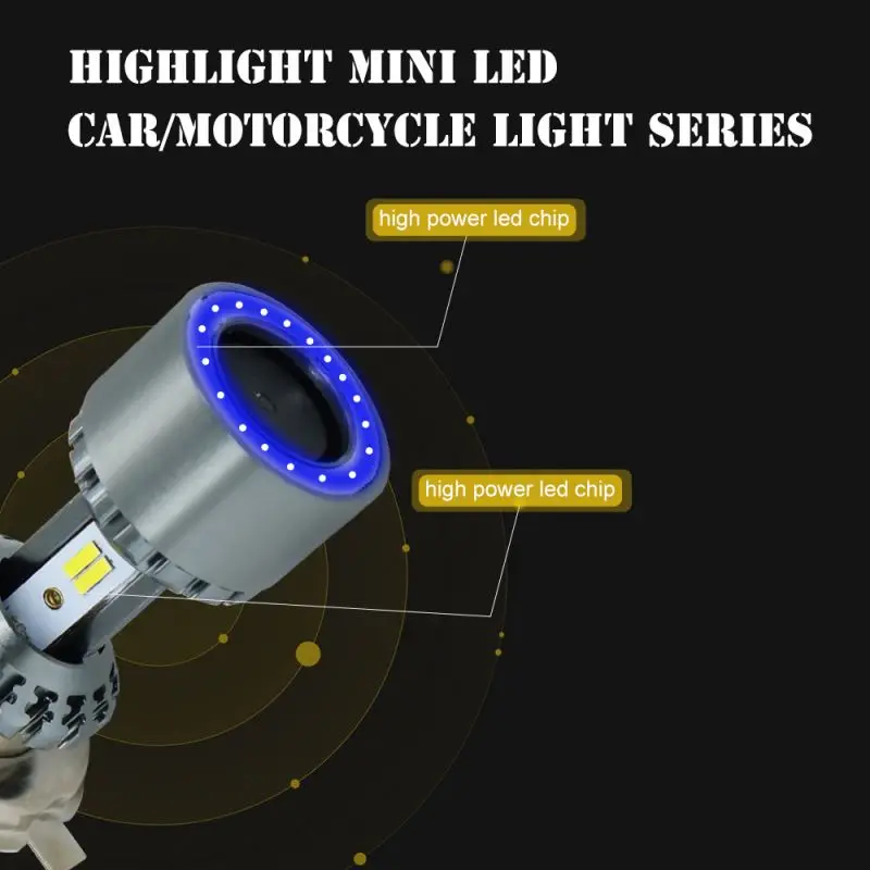Angel Eye Blue High Bight Auto Projector DRL Driving Light White Car H4 Headlight Lights Bulbs Led