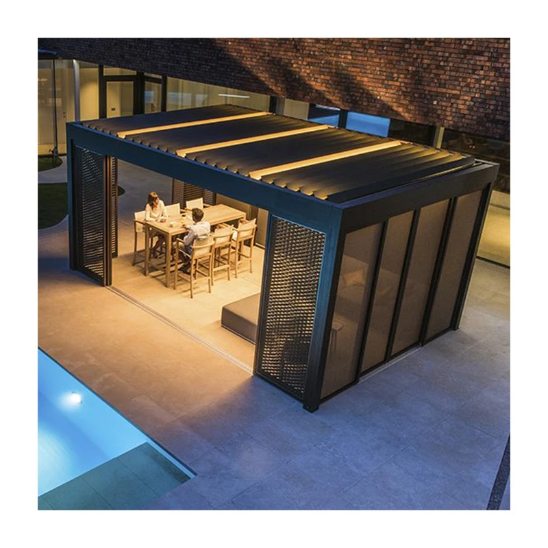 Slant Roof Winter Garden Supplier Prefabricated Pergola Greenhouse Aluminum Prefab Sunroom designs aluminium pergola systems