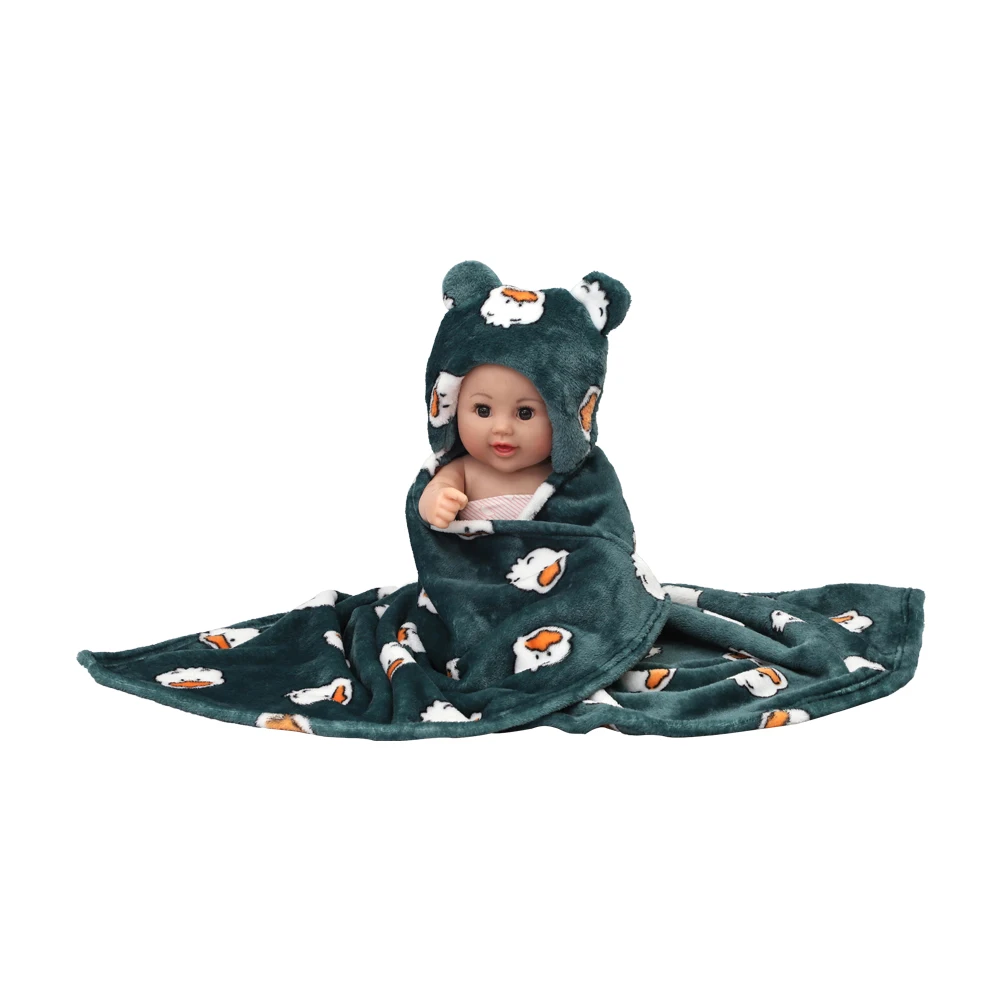 
Wholesale Winter Hooded Light Weighted Flannel Fabric Cartoon Swaddle Fleece Baby Blanket 