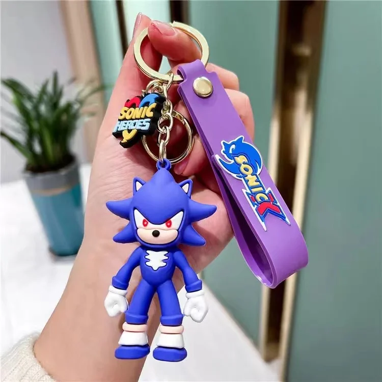 Creative Comic Soft Pvc Keyring Anime Character Key Chain Cute Cartoon 3D Figure Rubber Hedgehog Sonic Keychain