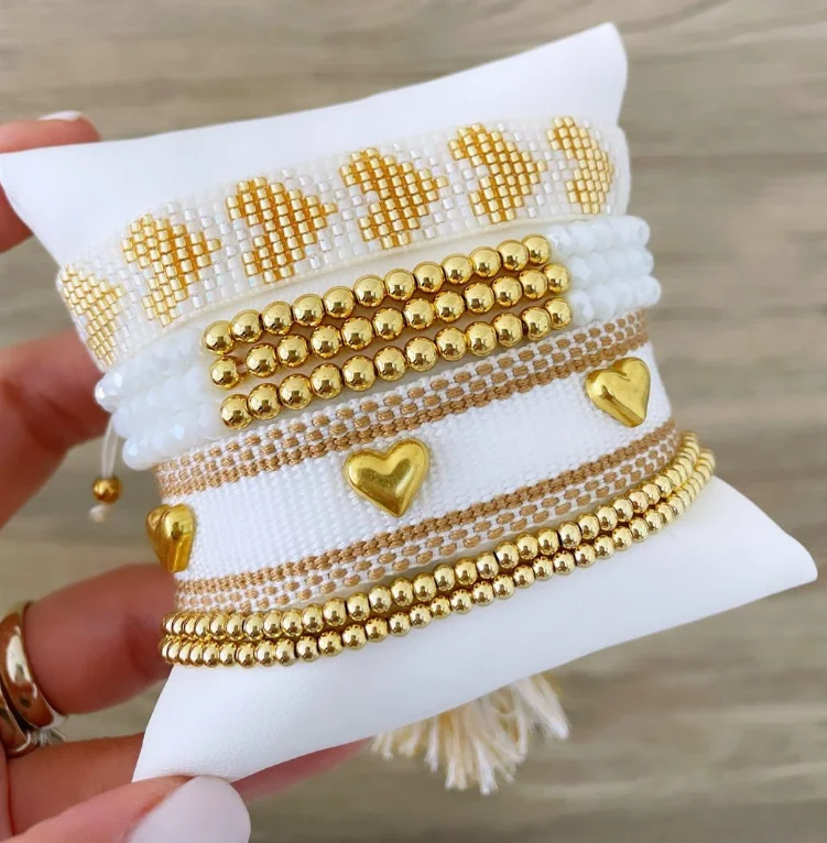 New design Handmade Adjustable Bohemian Style Bracelet Set heart shaped colorful beads miyuki For Women Girl