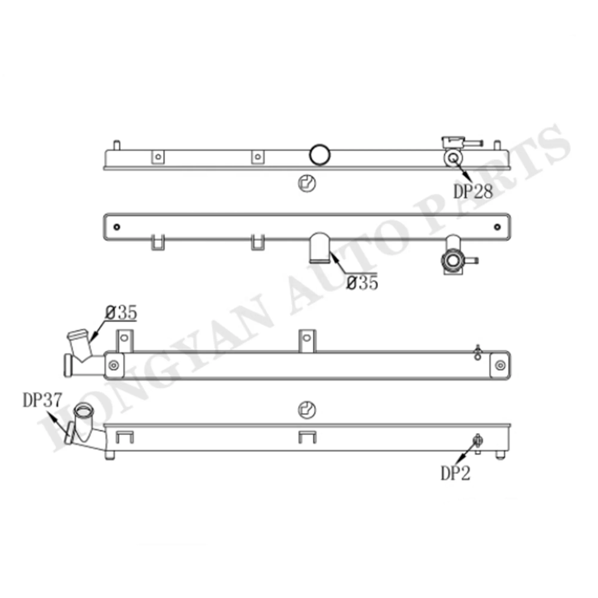 Plastic tank radiator parts for byd f3