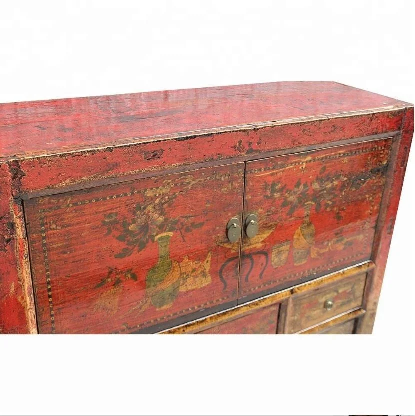 Азиатский Антиквариат, винтажная роспись вручную, монгольский сервант, мебель