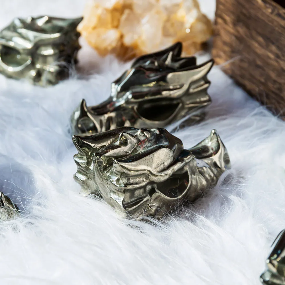 Wholesale Polished Pyrite Dragon Head Healing Nature Crafts Crystals