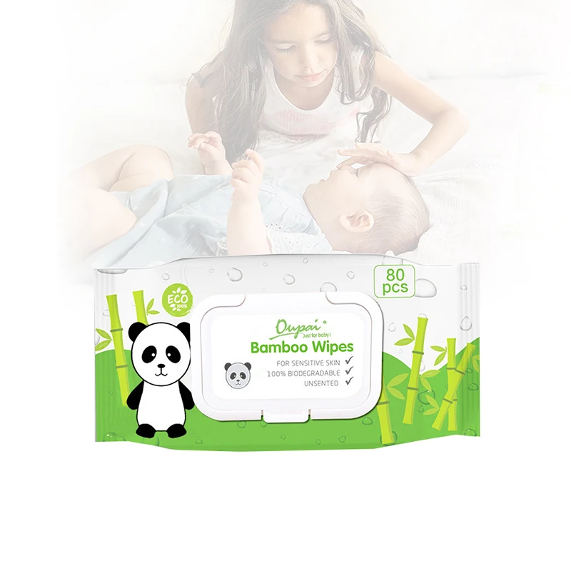 Panda bamboo 100% Compostable Biodegradable support custom logo baby wet wipes