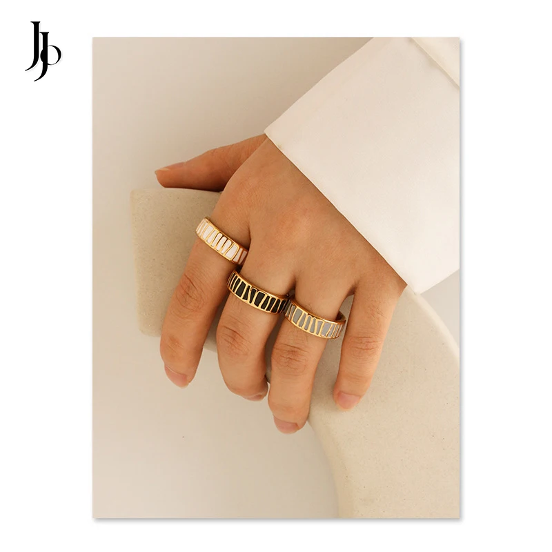 JOJO Fashion 2023 Irregular line minimalist jewelry 18k gold plated rings for women