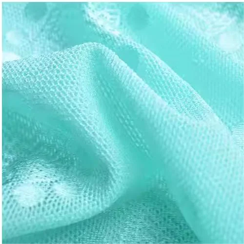 88% Nylon 12% Spandex Embroidered Lace Mesh Fabric Plain Style Knitted for Dresses