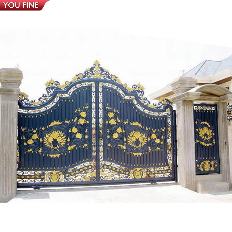 Modern High Quality Main  Grill  Open Double Door Design Wrought Iron Gate From China
