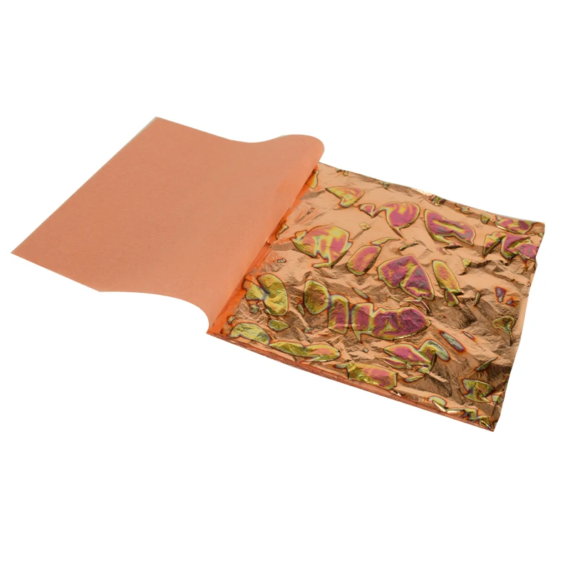Decorating Home Wallpaper Colorful  Variegated Copper Leaf Foil Sheets Imitation Gold Leaf Paper 14 x 14 cm 25 pieces per bookle