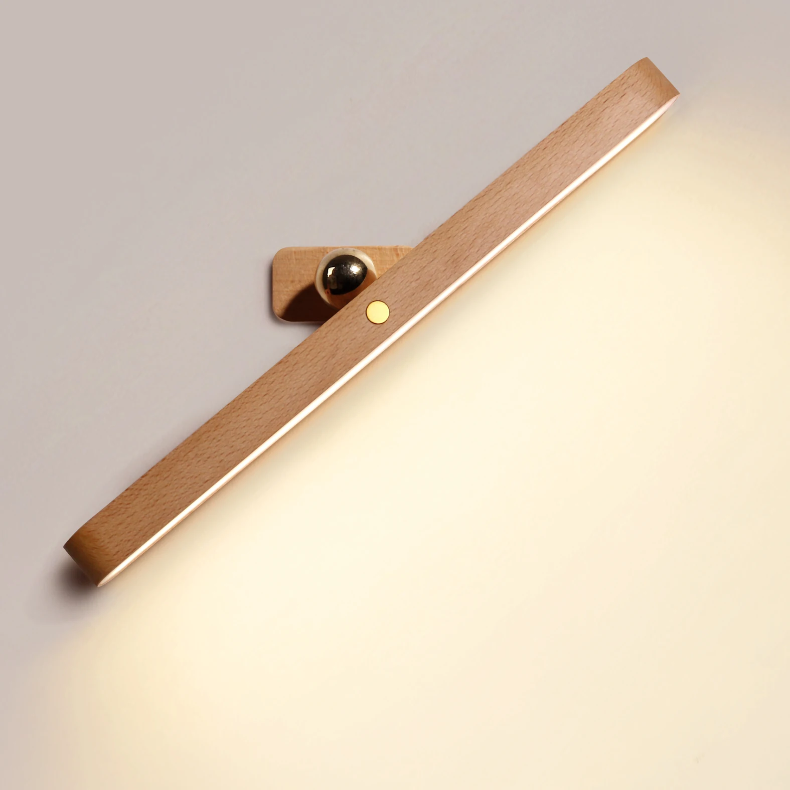 Wooden Bedside Wall Lamp Bedroom Reading Light USB Charging Vanity Mirror Front Light Cabinet Magnetic Night Lamp