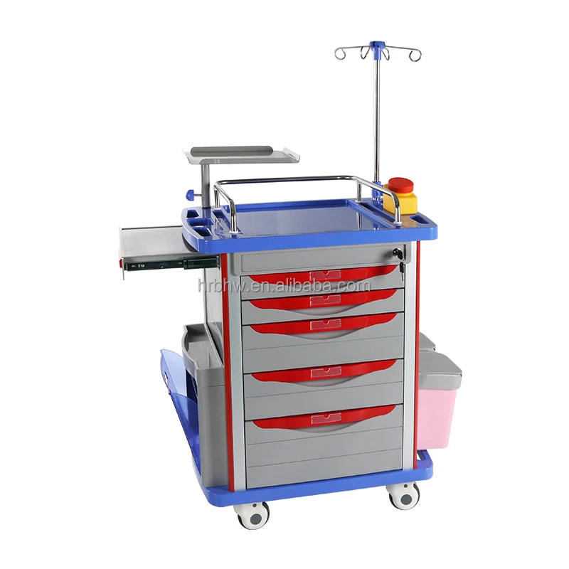 High Quality ABS Emergency Trolley Hospital ICU Room Medical Nursing Crash Cart