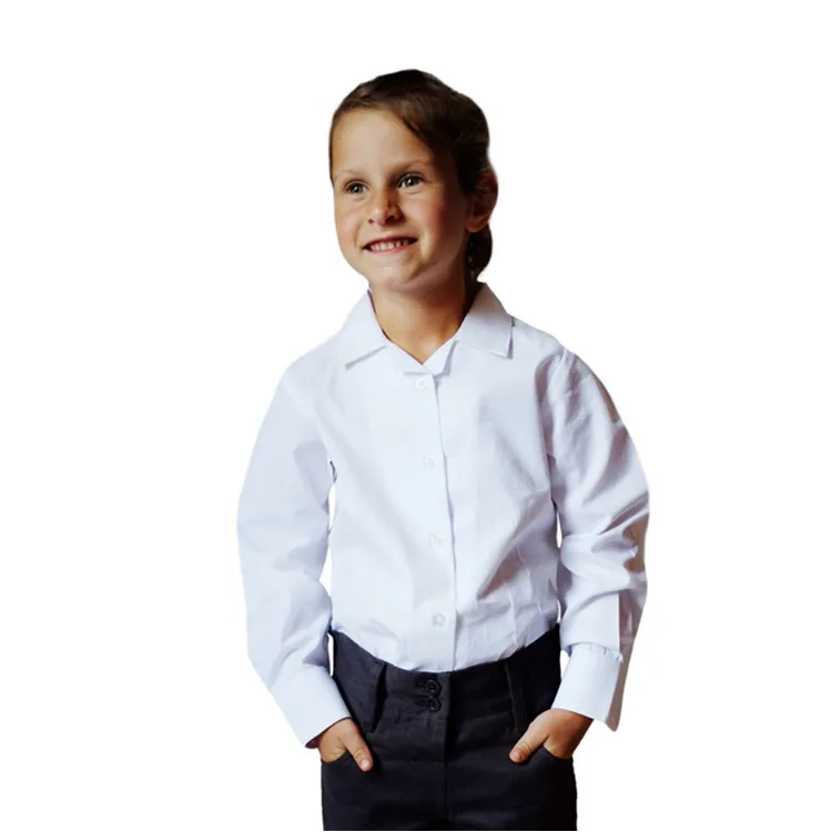 
New Cotton Polyester School Shirt White Long Sleeve Cheap Custom White School Shirt 