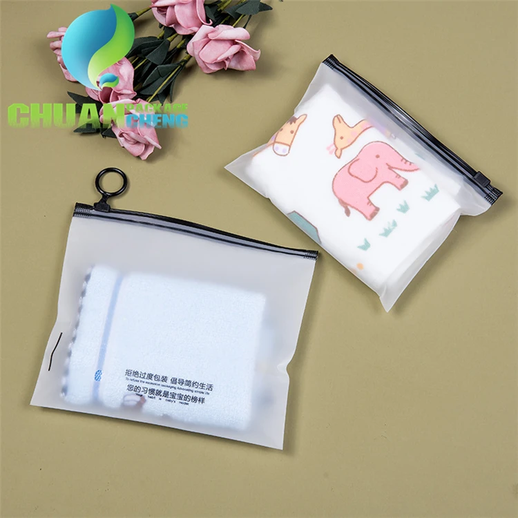 Custom PVC Packaging Bags Logo printed EVA Ziplock Slider Reclosable Frosted Plastic Zipper Bags For Clothes Packaging