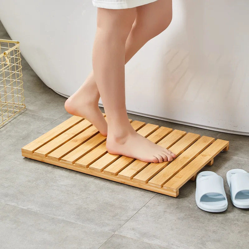 Non Floor Nordic Heightened Shower Pedal Matting Bath Bathroom Waterproof Anti Slip Wooden Mat