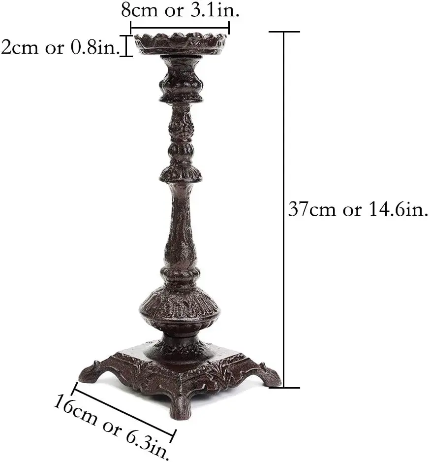 Custom 15Inch Tall Metal Black Iron Decorative Candle Holder Heavy Duty Cast Iron Candlestick Holders
