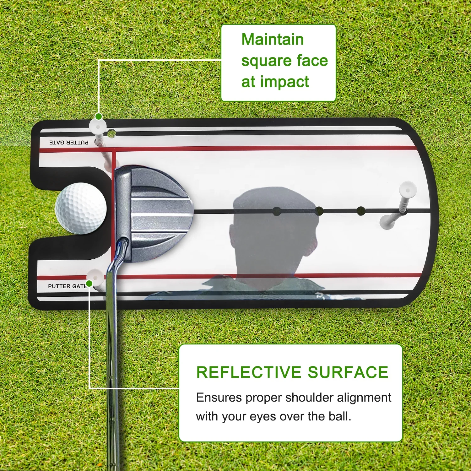 12x6 Inches Travel-size Golf Putting Alignment Mirror, Golf Swing Training Aids