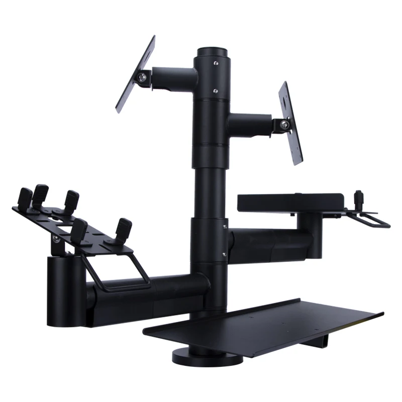 Universal adjustable POS terminal holder for retail swivel pos pole mount holder with keyboard tray