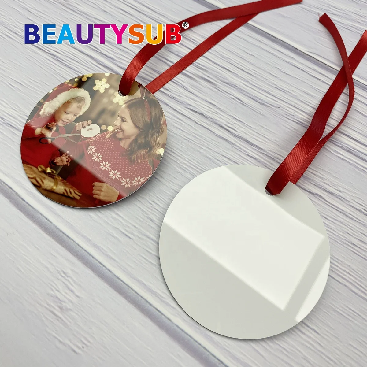 BEAUTYSUB 1 15 мм HD сублимационные металлические рождественские украшения с длинным звездным покрытием заготовки алюминиевый белый теплообмен фото для