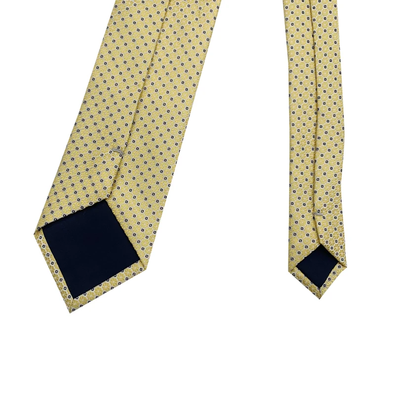 Direct Manufacturer Wholesale Polyester Wide Yellow Geometric Mens Ties Custom Slim Unique Skinny Woven Jacquard Office Ties