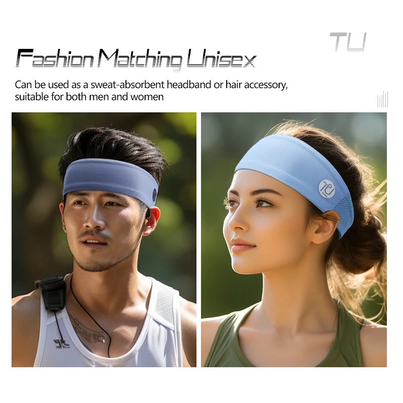 TU Unisex Breathable Protective Fitness Hair Band Polyester Hairband Gym Sweat Wick Men Headband Sport Women Exercise Head Band