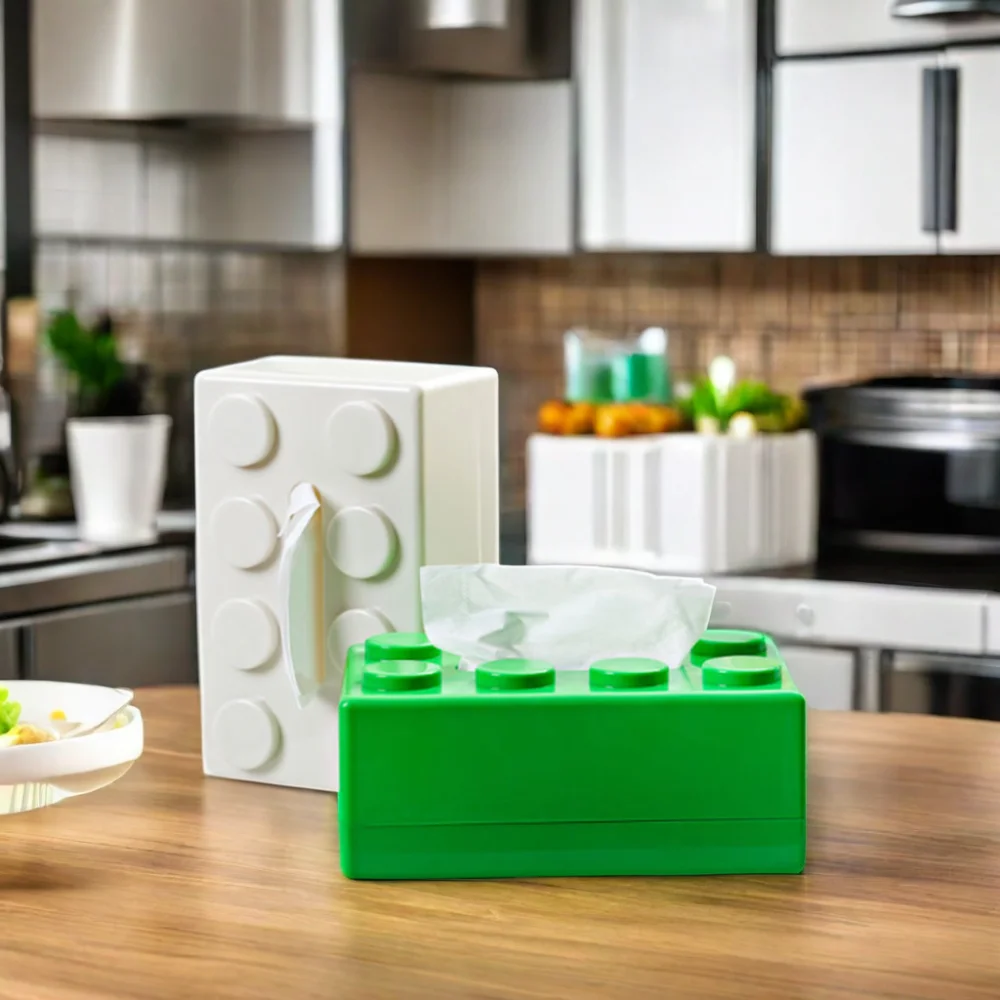 Multifunctional Cartoon Building Block Plastic Tissue Box Wet Tissue Storage for Desktop Toilet Paper and Napkin Storage Case