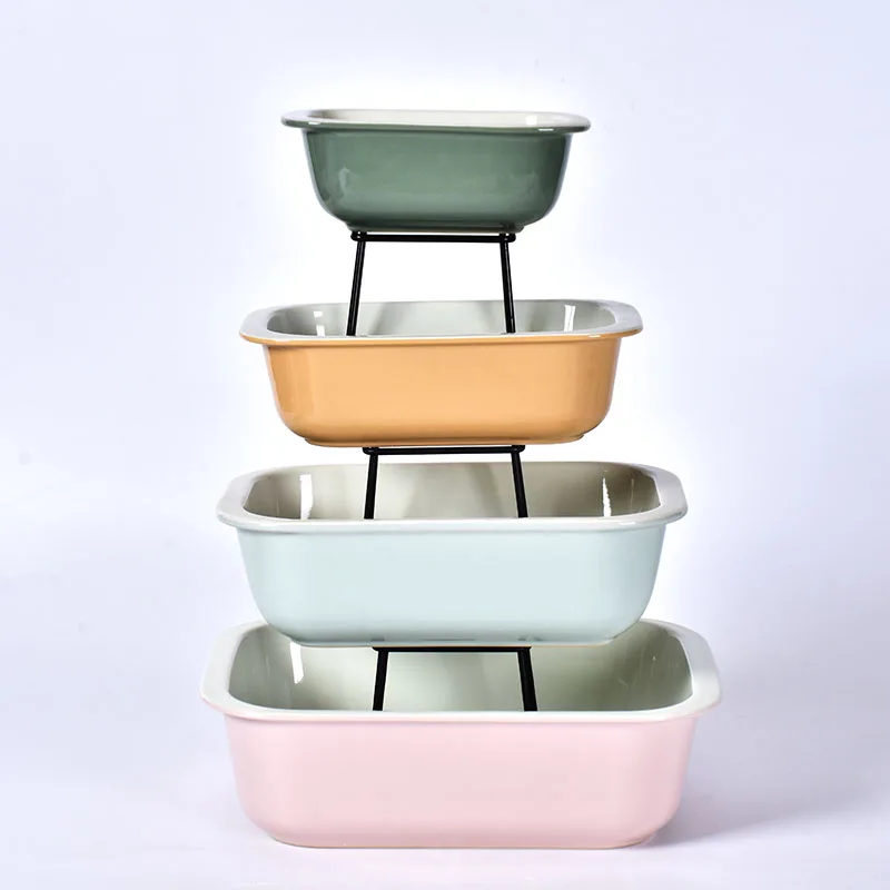 Set of four rectangular baking pans set of bread and cake pans ceramic baking tray