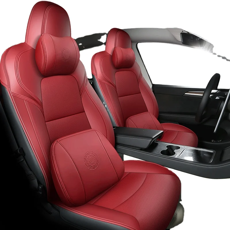 Sports Style  PU Leather Car Seat Covers Full Set Protector for Tesla Model3