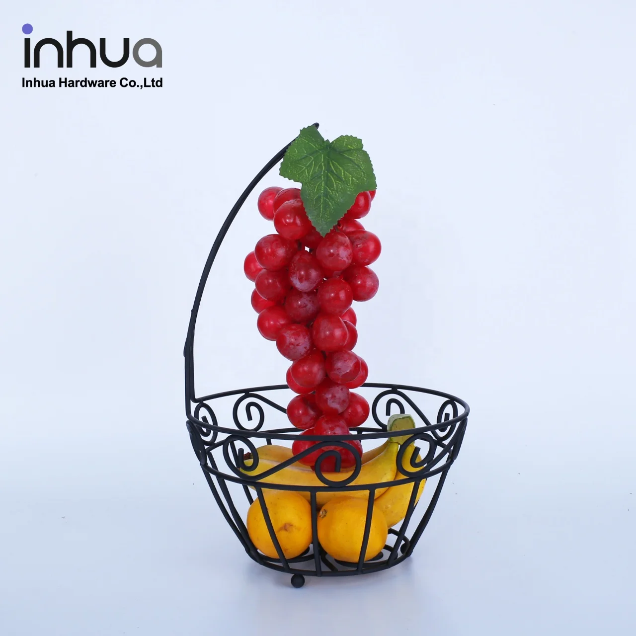 wholesale J-hook fruit rack drain storage shelf  fruit Black wrought iron fruit rack