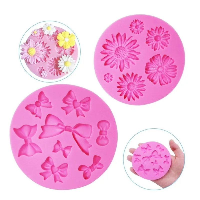 Reusable Silicone Sunflower Butterfly Mold Disposable Chocolate Sugarcraft Baking Tool for DIY Cake Decoration