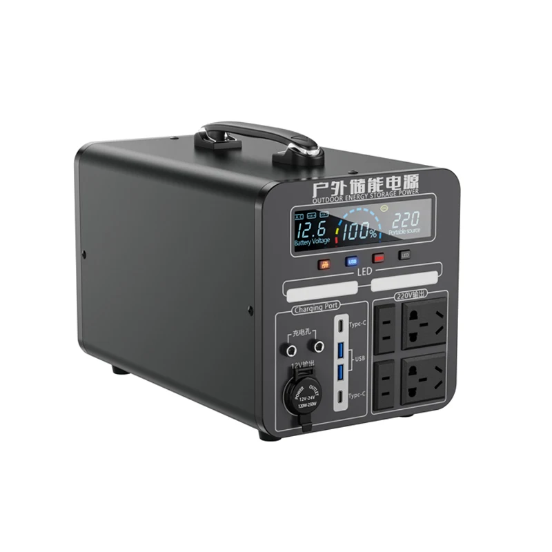 Portable Power Station Solar Generator Emergency Backup Outdoor Power Supply with AC DC USB Ports LED Light